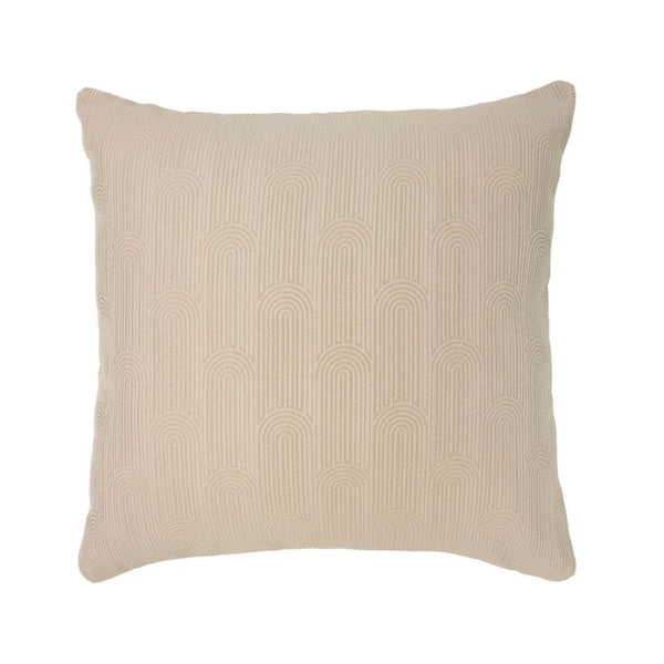 Bambury Eva Pebble Square Cushion featuring stitched geometric pattern in soft neutral tone.