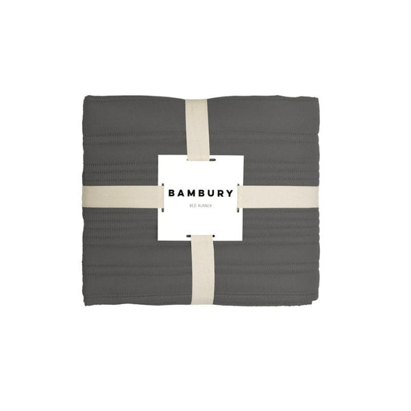 Dark grey bed runner in soft quilted fabric from the Bambury Flinders collection.