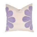 Soft cotton cushion with lilac floral accents for a modern, playful look.