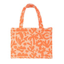 Bright cotton beach tote in peach tone, perfect for summer adventures or daily use.