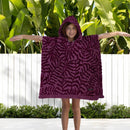 Bambury HiLo Nori-Berry Kids Poncho with deep berry leaf pattern.