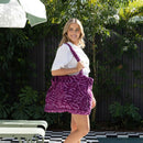 Close-up of the rich berry-coloured cotton jacquard fabric on the Bambury HiLo Nori Tote Bag.