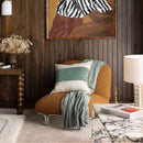 Bambury Kembla Eucalyptus Square Cushion featuring green and natural colour block design.