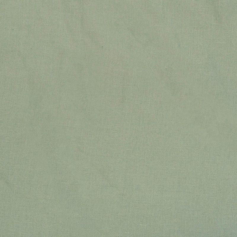 Close-up of soft French flax linen fabric in sage green.