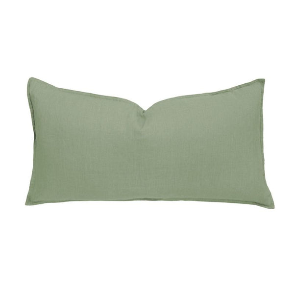 Bambury Linen Sage Rectangle Cushion made from 100% linen in soft green.