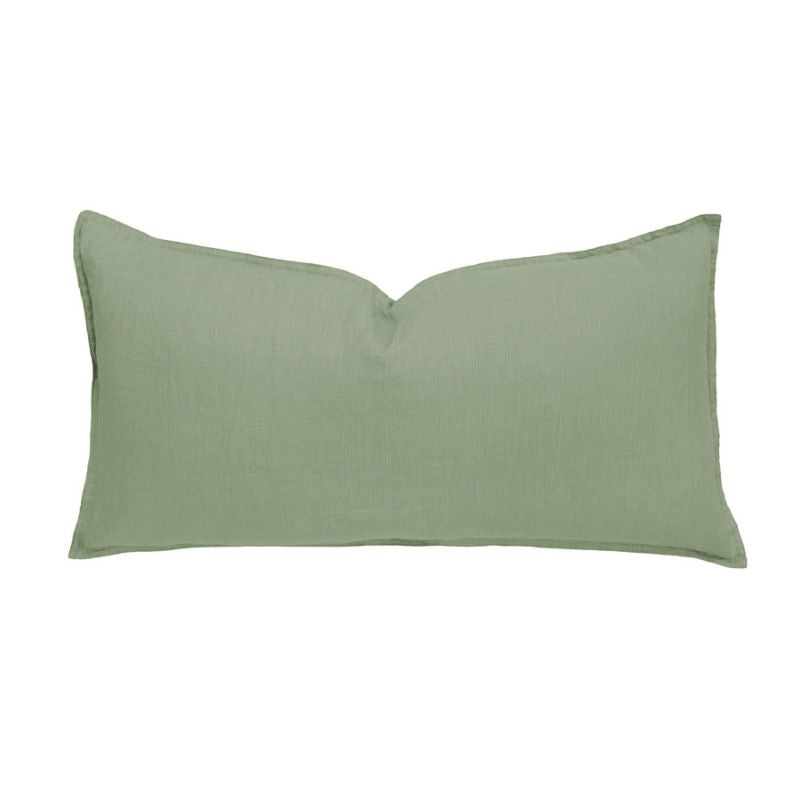 Bambury Linen Sage Rectangle Cushion made from 100% linen in soft green.