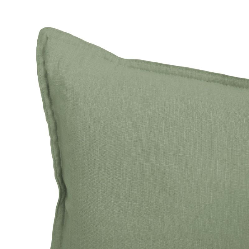Bambury Linen Sage Rectangle Cushion made from 100% linen in soft green.