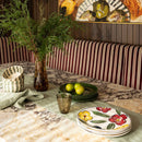 Bambury French Flax Linen Sage Table Runner styled on marble dining table.