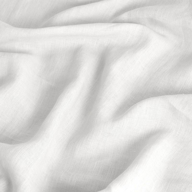 Close-up of soft French flax linen fabric in white.