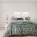 Bambury Sullivan Sage Quilt Cover Set styled in a modern bedroom with soft green tones.
