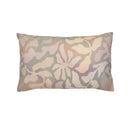 Close-up of cotton quilt cover showing subtle floral pattern in beige and sage tones.