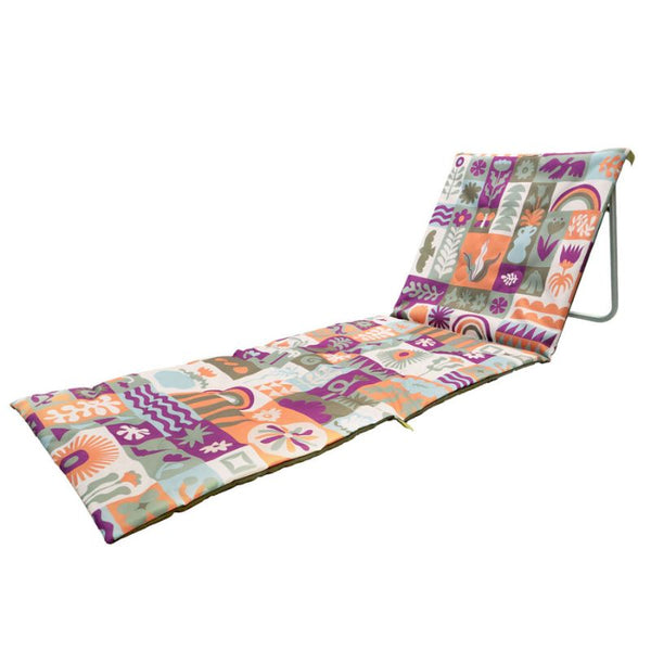 Bambury Zippora Beach Lounger in colourful retro print with adjustable backrest.