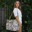 Bambury Zippora Large Cooler Bag with retro floral patchwork print and green straps.