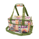 Bambury Zippora Small Cooler Bag with colourful retro pattern and green straps.