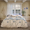 Bedding House Cornflower Sand Quilt Cover Set with blue floral design on neutral base.