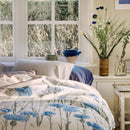 Bedding House Cornflower Sand Quilt Cover Set with blue floral design on neutral base.