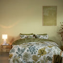 Bedding House Lilian Green Quilt Cover Set with botanical leafy design.