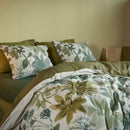Bedding House Lilian Green Quilt Cover Set with botanical leafy design.