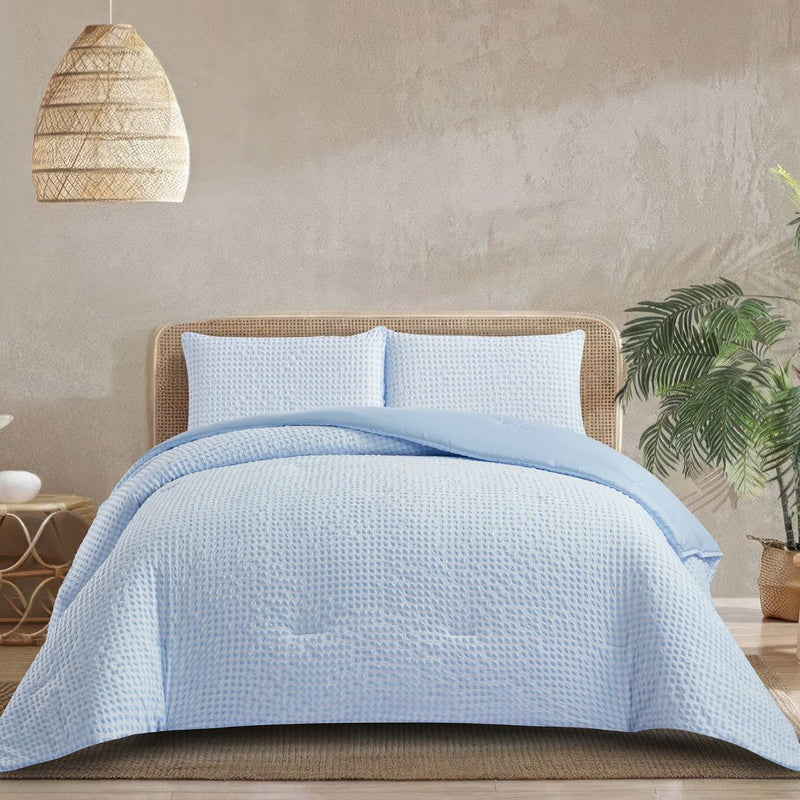 Blue Swirl Gingham Comforter