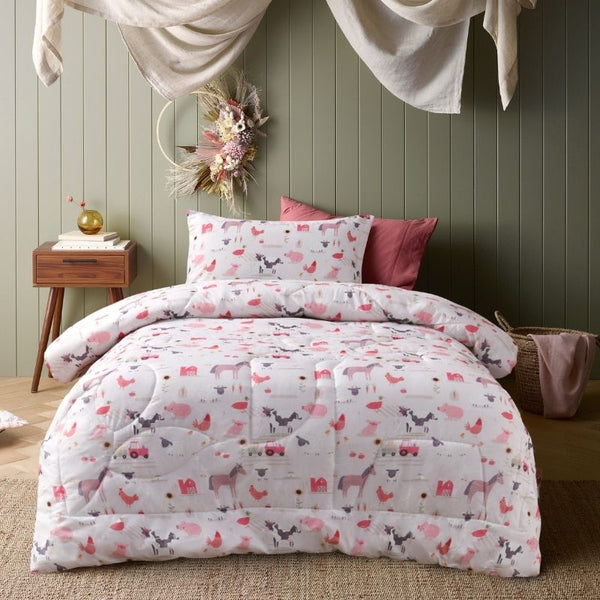 Happy Kids Farmyard Friends Washed Cotton Comforter Set