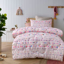 Kids’ bedding with playful hearts, dots, and bright patterns.
