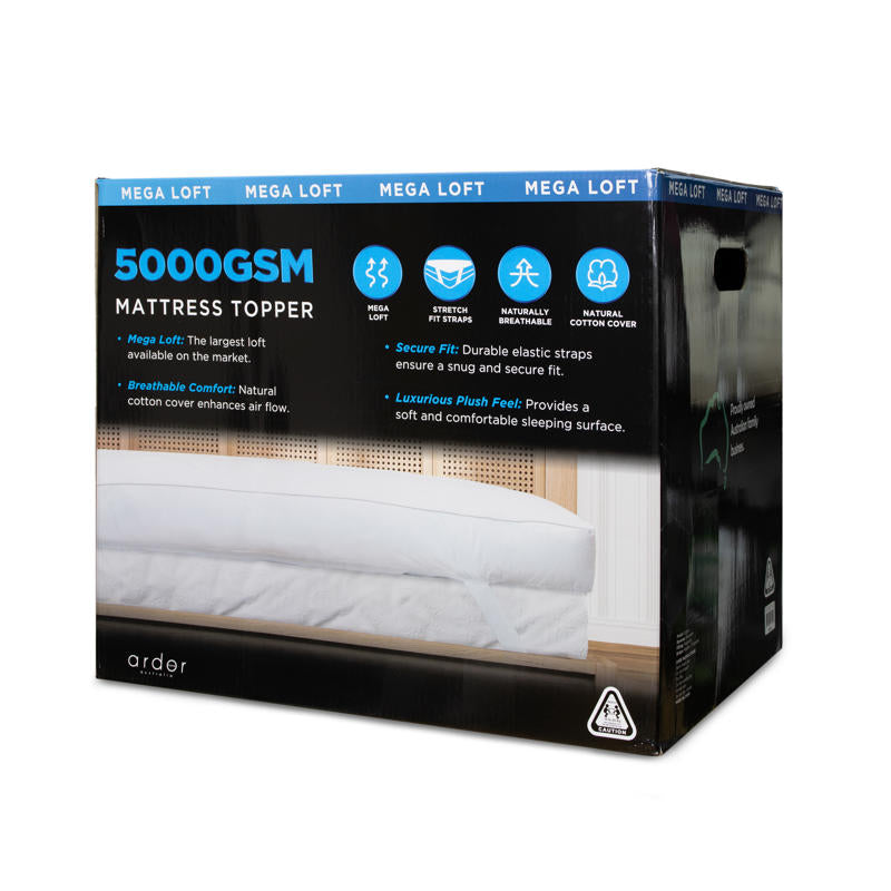 Ardor 5000GSM Mattress Topper with mega loft fill.