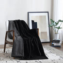 Reversible faux fur throw showing plush front and smooth backing