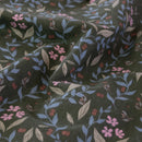 Charming ditsy floral design featuring soft pinks and blues on a deep green base, bringing a fresh, homely touch to your space.