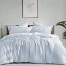 Classic blue and white stripes evoke relaxed coastal charm and timeless appeal.
