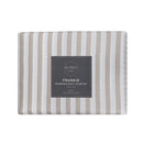 Neutral stripe quilt cover set creating a calm, minimal bedroom look.