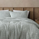 Soft and elegant jacquard quilt cover set in sage green.