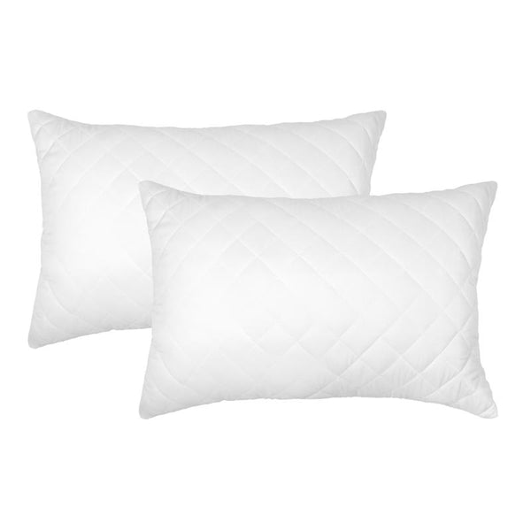Close-up of soft quilted pillow protector texture.