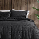 Rich black tone with a leaf design that complements modern, moody, or minimalist bedrooms effortlessly.