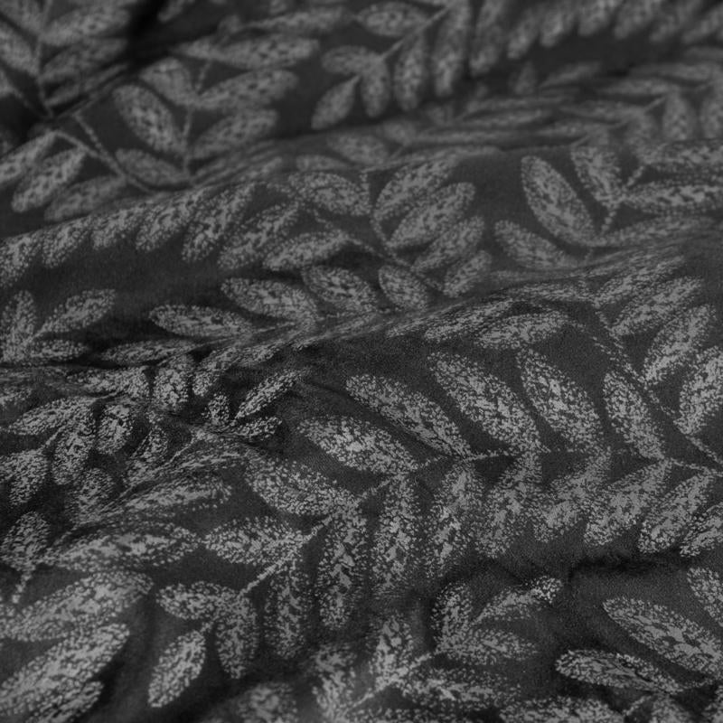 Rich black tone with a leaf design that complements modern, moody, or minimalist bedrooms effortlessly.