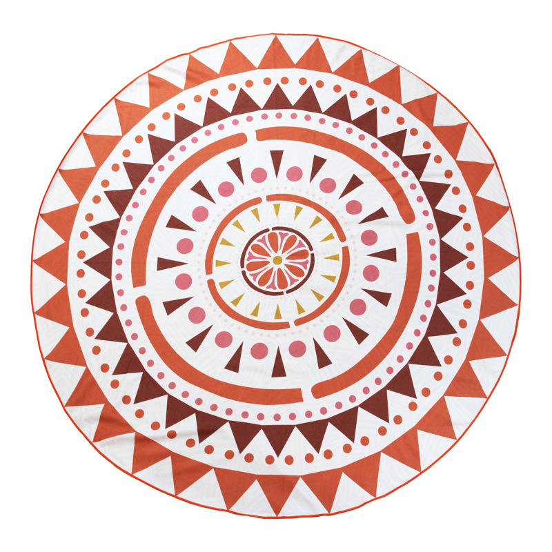 Reversible with two designs: a warm clay-toned leaf print and a bold geometric pattern.