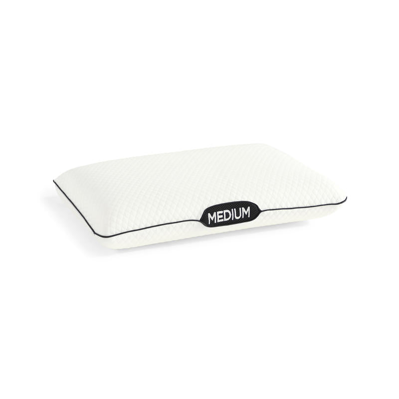 Ardor Medium Profile White Memory Foam Pillow with black trim