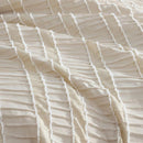 Textured stripe design adds a beautiful sense of depth and relaxed sophistication.