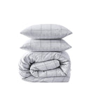 Close-up of grid pattern on Kenneth Cole Holden Grey Quilt Cover fabric.