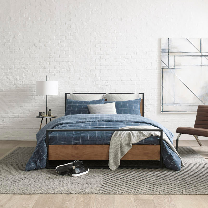 Kenneth Cole Holden Grid Indigo Quilt Cover Set