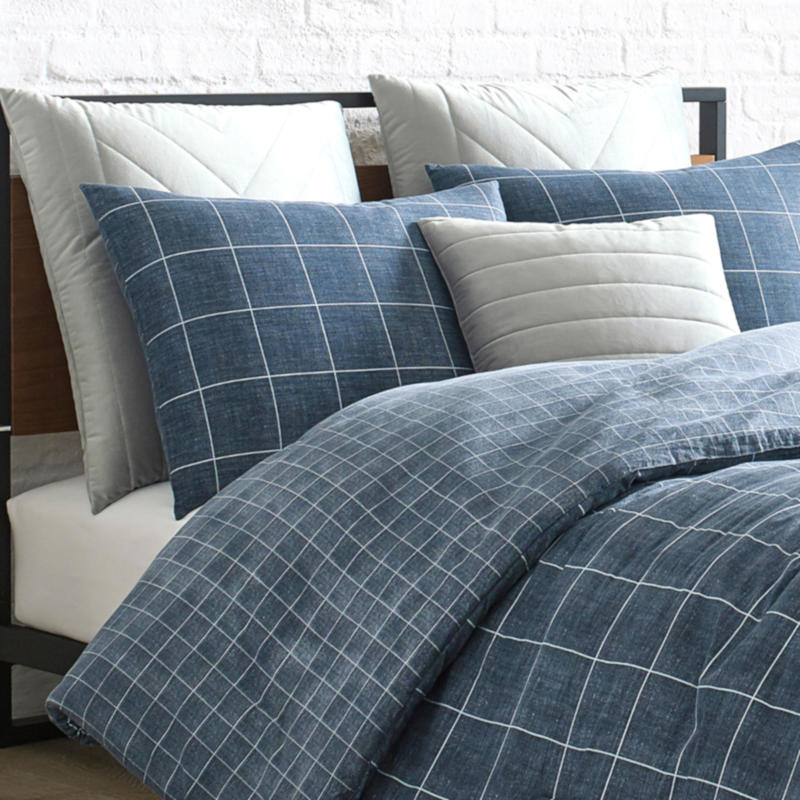 Kenneth Cole Holden Grid Indigo Quilt Cover Set