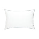 Close up of Lacoste L Tamis Blanc Pillowcase texture and embroidered logo.