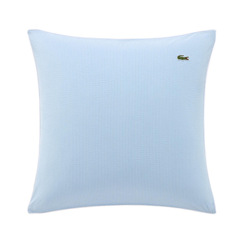 Lacoste L Tamis Sky European Pillowcase in soft blue with white piping
