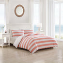 Wide stripe coral quilt cover set in soft, breathable cotton.