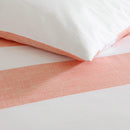 Wide stripe coral quilt cover set in soft, breathable cotton.