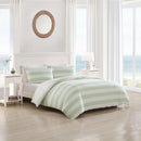 Coastal-inspired bedroom featuring Tommy Bahama Awning Stripe Sage bedding.