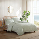 Reversible cotton quilt cover featuring light green and white leaf pattern.