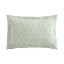 Reversible cotton quilt cover featuring light green and white leaf pattern.