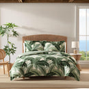 Tropical palm leaf quilt cover in soft, breathable cotton.
