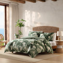 Tropical palm leaf quilt cover in soft, breathable cotton.