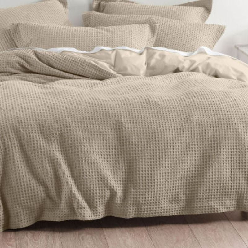 Linen House Deluxe Waffle Tan Quilt Cover Set